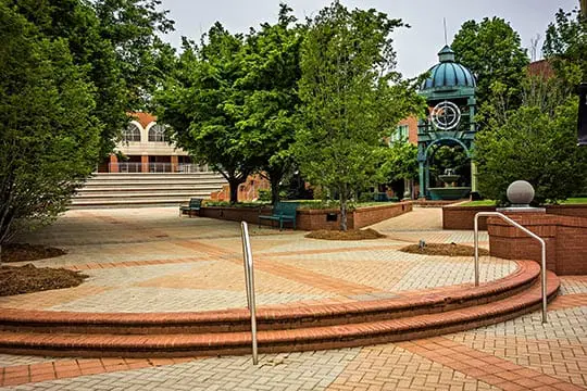 Old Town Rock Hill SC plaza with clock tower